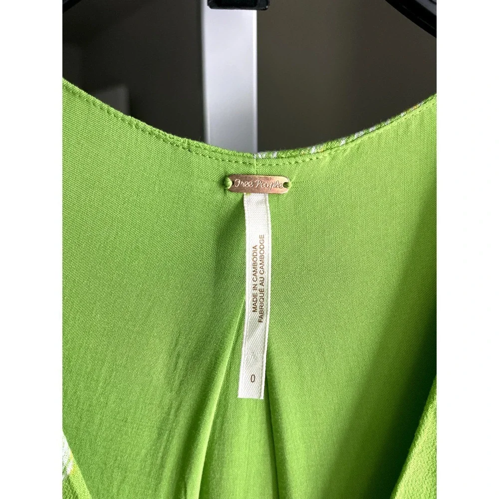 Free People Women's Green Print Retro Midi Dress Size 0